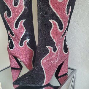 Gianni Bini, Zander Rhinestone Flame Pointed Toe Tall Boots